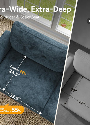 Elevate Your Living Space with the Elegant 116.1" L-Shaped Modular Cloud Couch - Ultimate Comfort with Mid-Century Modern Design, Nailhead Trim, and Plush Throw Pillows