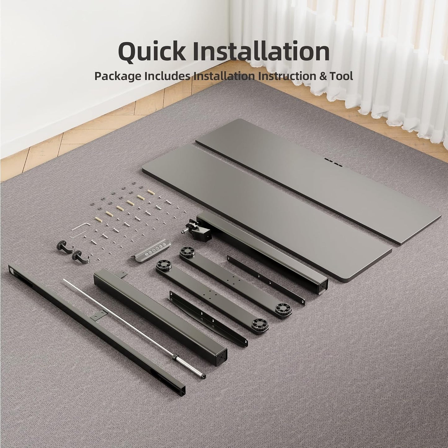 Electric Standing Desk, Adjustable Height Stand up Desks, 55 X 24 Inches Sit Stand up Desk for Home Office Computing, 3-Preset Memory Height Ergonomic Rising Desks, Black