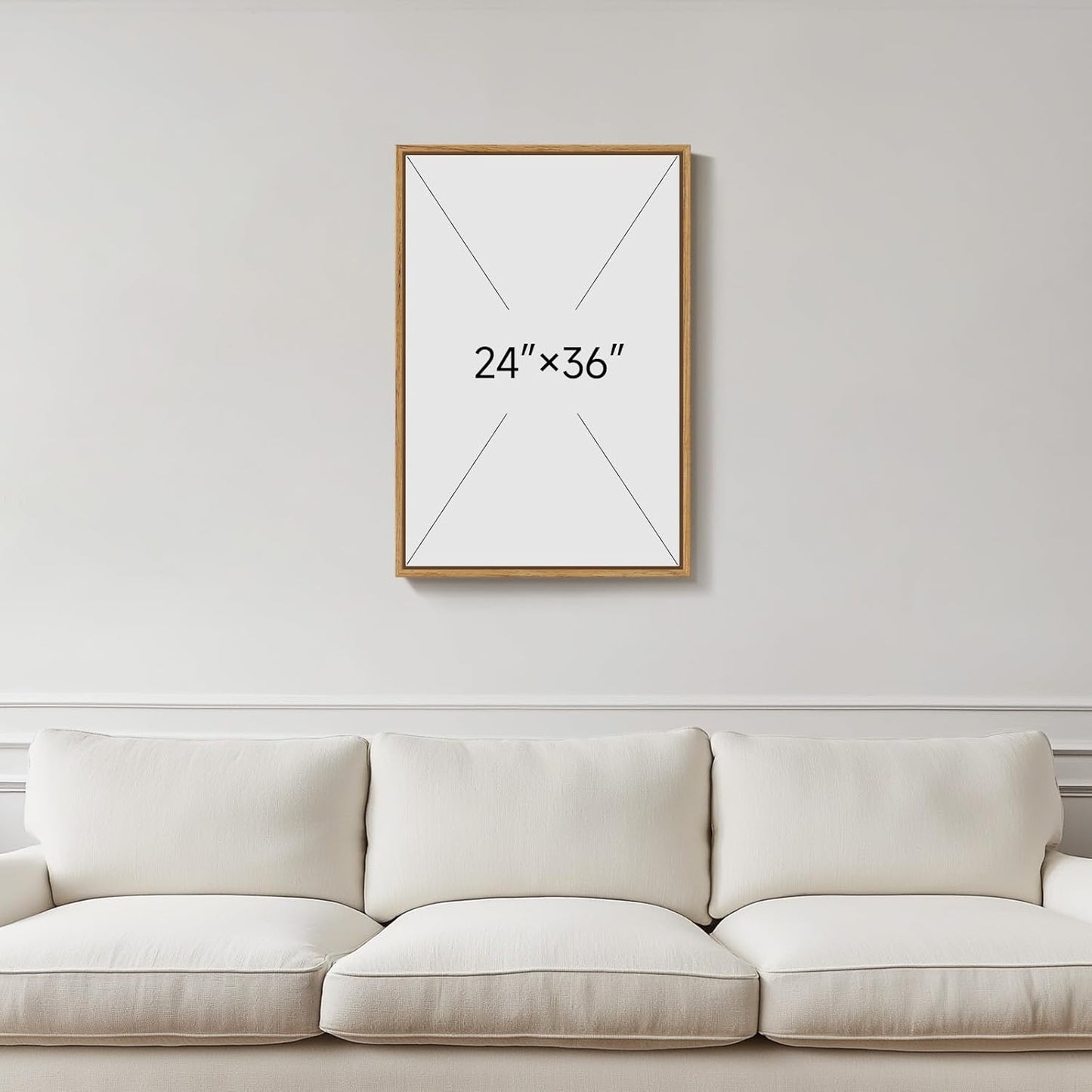 Framed Boho Abstract Sun Wall Art for Living Room, Orange Sunset Vertical Mid Century Modern Canvas Artwork for Walls, Bohemian Stripes Painting Print Wall Decor for Bedroom Home Office, 24X36 Inch