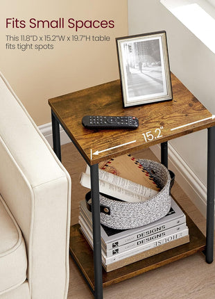 Set of 2 Rustic Brown and Black Versatile Side Tables for Living Room, Bedroom, Office, and Bathroom - Model ULET272B01