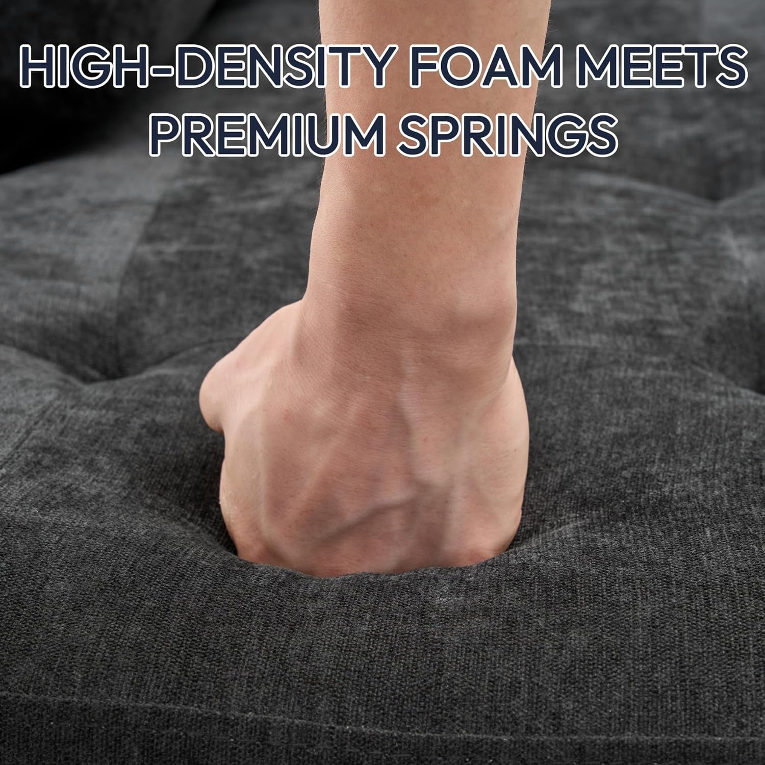 97.5" L Shaped Couch Set, Modular Sectional Couches for Living Room with Storage Ottoman, 4 Seat Home Sofa Living Room Furniture Sets with Chaise for Apartment Office (Linen, Dark Grey)