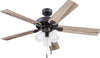 Ceiling Stannor 52" Bronze Indoor Fan with Frosted 3 Light LED Multi Arm E26/A15 Bulb and Pull-Chains, Traditional Style, 5 Reversible Barnwood/Northern Ebony Blades, 51434