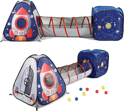 3Pc Space Astronaut Pop up Play Tents with Tunnels for Kids, Boys, Girls, Babies and Toddlers, Indoor/Outdoor Playhouse –Stem Inspired Design W/Solar System & Planet