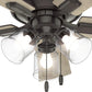 42 Inch Indoor Ceiling Fan with LED Lights and Pull Chain - Low Profile Mount Ceiling Fan, 5 Blades, for Bedroom, Living Room, or Kitchen, Quiet - Crestfield 52153, Noble Bronze