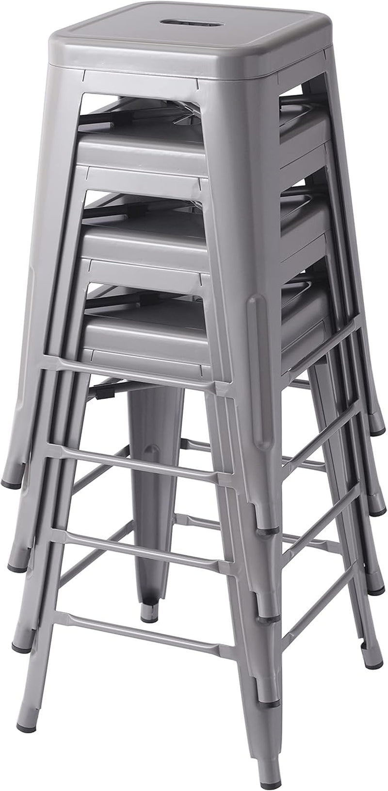 Metal Bar Stools - 24-Inch, Set of 4, Dark Grey