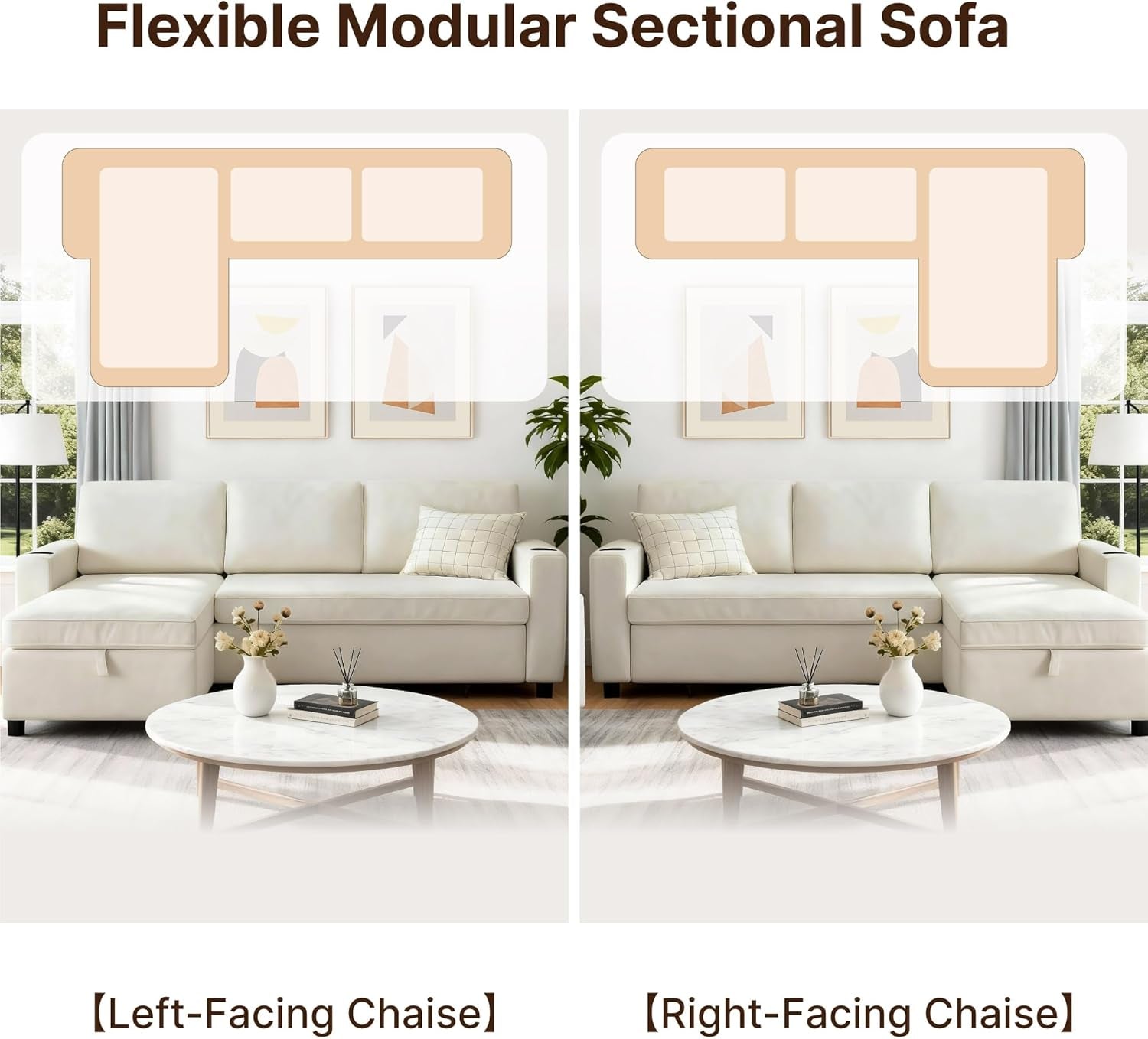 84 Inch Sectional Sleeper Sofa with Pull Out Bed Convertible 2 in 1 Couch with Storage Chaise & USB Charging Comfy L Shaped Modular Couches for Living Room Apartment(2 Box)