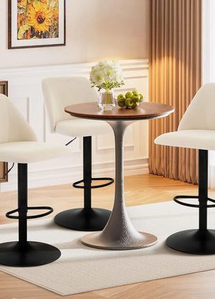 Set of 2 Adjustable Fabric Bar Stools - 360° Swivel Counter Height Chairs with Cushioned Seat and Sturdy Metal Base for Dining Room and Kitchen Island, 250 lbs Capacity