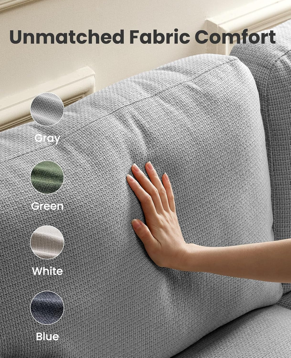 Amada 89" Sofa, 3 Seater Couch Sofa for Living Room, Modern Sofa with Wide Armrests & Deep Seats, Comfy Couch with Removable Washable Covers & Linen Fabric, Easy Assembly (Grey, 3 Seater)