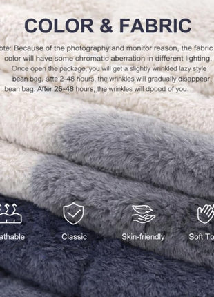 Faux Fur Bean Bag Chair with Memory Foam Filling - Versatile Lazy Sofa for Bedroom, Living Room, Office, and Home (Dark Grey)