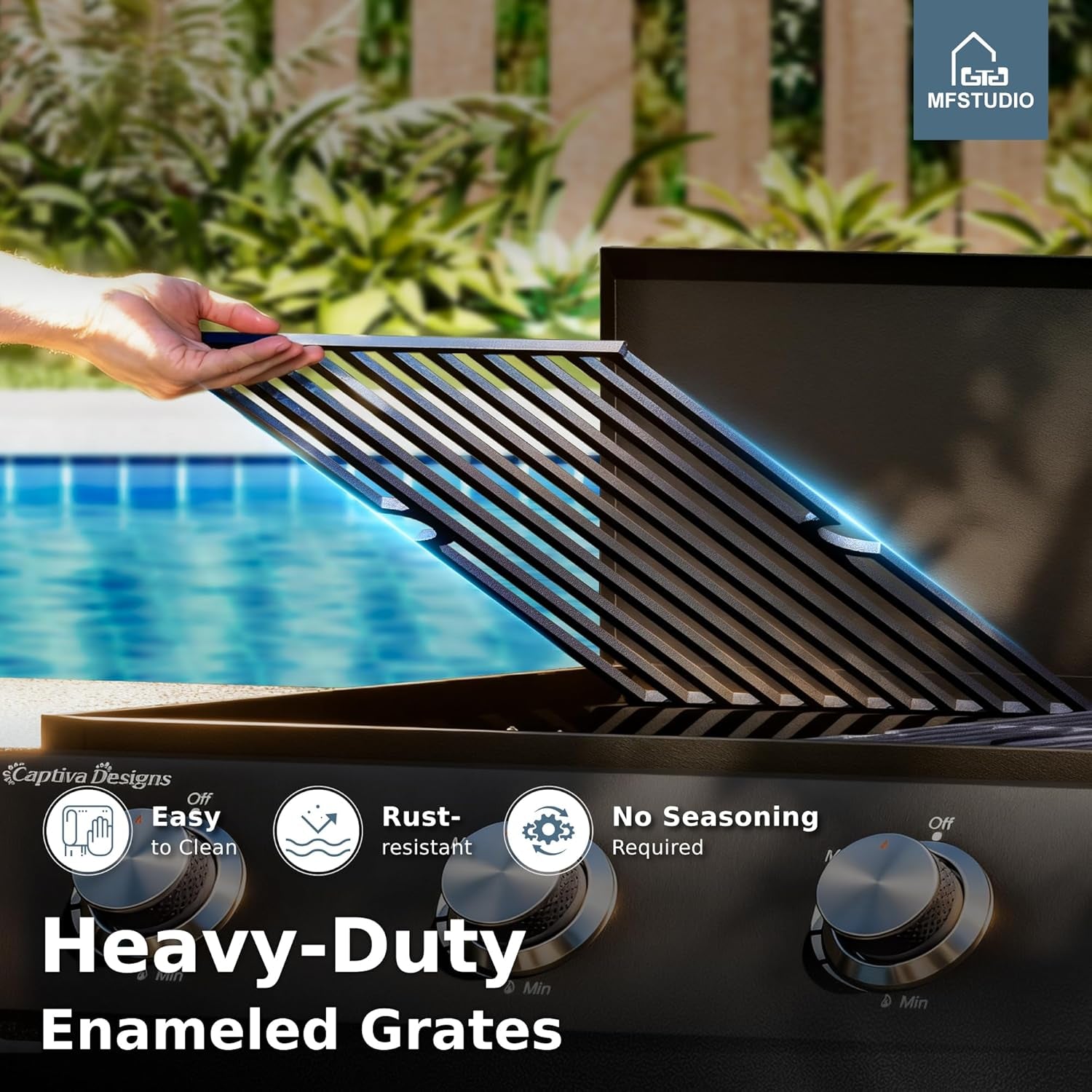 3-In-1 Stove and Griddle Combo Gas Grill 4-Burner Propane Grills 52,000 BTU High Output for Outdoor Patio Barbecue and Meals