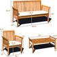 4 Piece Outdoor Acacia Wood Sofa Set with Water Resistant Cushions, Padded Patio Conversation Table Chair Set W/Coffee Table for Garden, Backyard, Poolside (1)