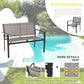 4 Pieces Patio Furniture Set All Weather Textile Fabric Outdoor Conversation Set, with Glass Coffee Table, Loveseat, 2 Single Chairs for Home, Garden, Lawn, Porch（Light Brown）