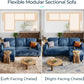 Sectional Sleeper Sofa Pull Out Couches for Living Room (Blue, Sleeper Sofa 1) | Pull Out Sofa Bed, Storage, USB Charging, Cup Holders, Plush Corduroy