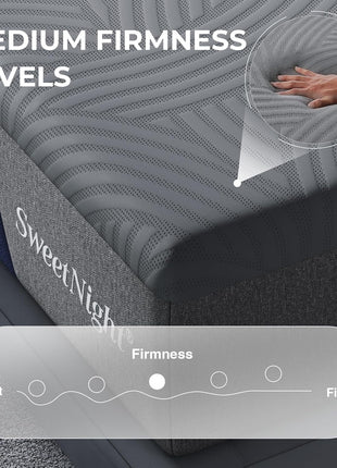Coolnest 14-Inch King Size Memory Foam Mattress with Advanced Cooling Technology and 5-Zone Ergonomic Support, Medium Firmness, CertiPUR-US Certified