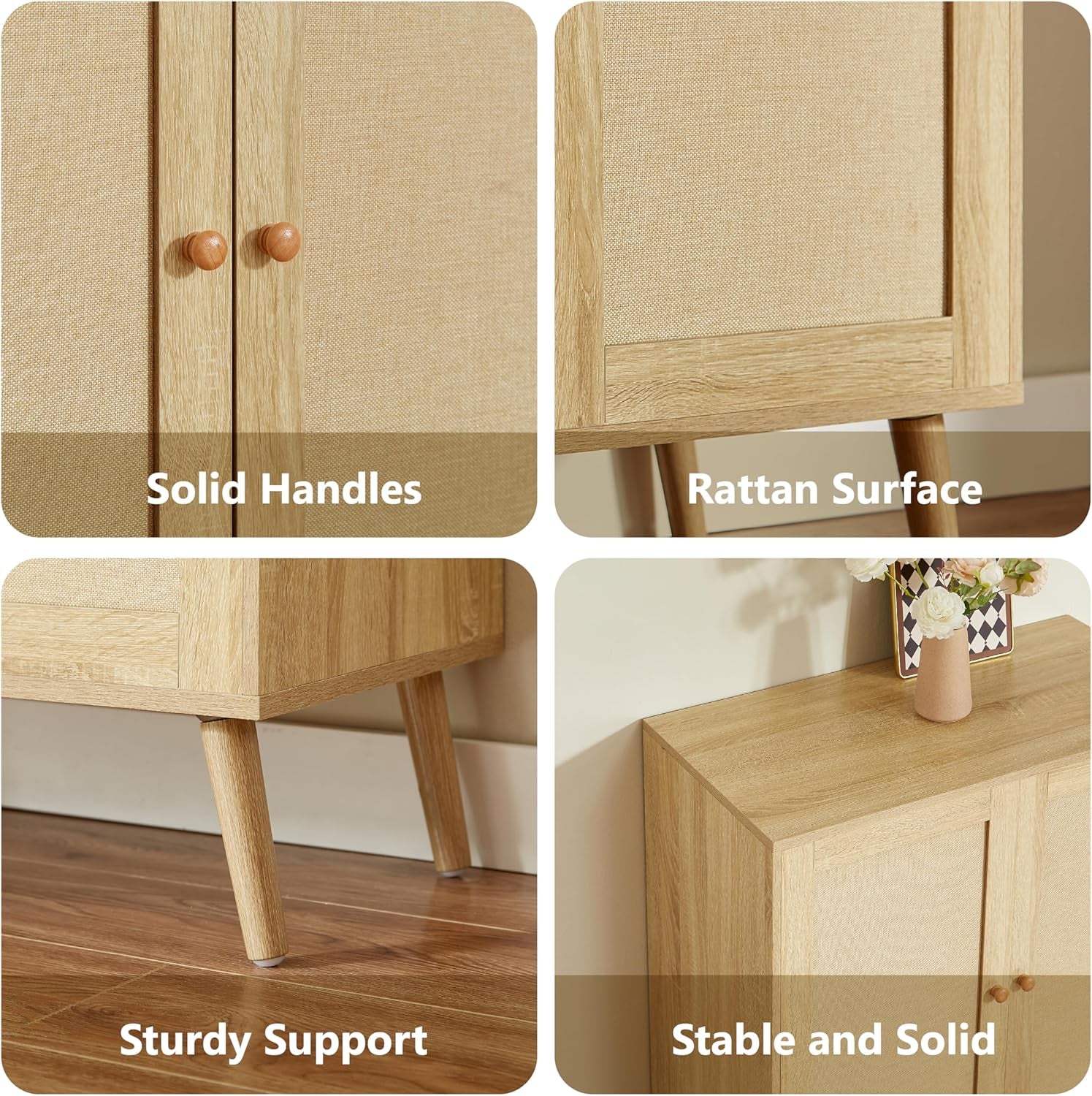 Buffet Cabinet with Storage, Sideboard Storage Cabinets with Adjustable Shelf & 2 Doors, Accent Furniture Multifunctional Cupboard Liquor Coffee Bar for Kitchen, Living Room, Entry, Nature