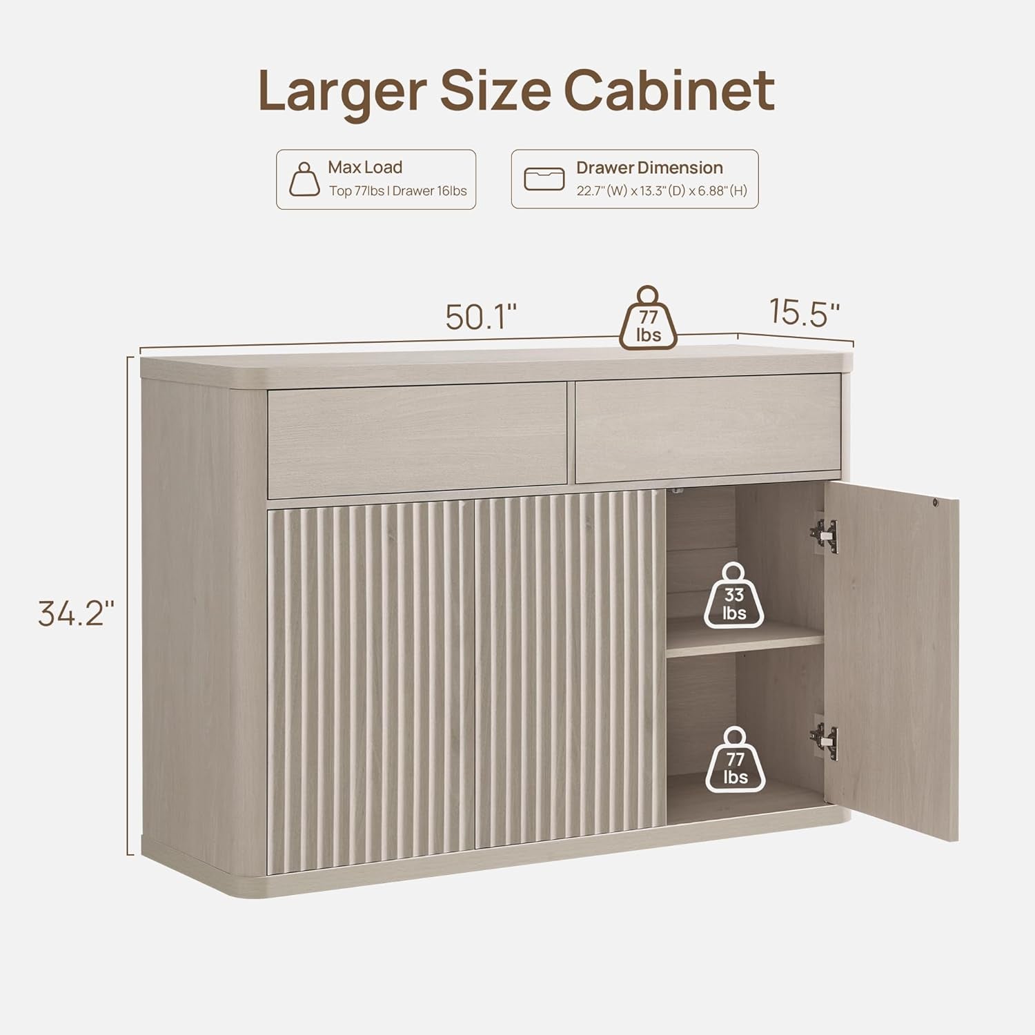 Buffet Cabinet with Storage - Storage Cabinet Sideboard with Doors & Shelves Accent Credenza Buffet Table with 2 Drawer Buffets & Sideboards for Living Room Dining Room Kitchen Entryway