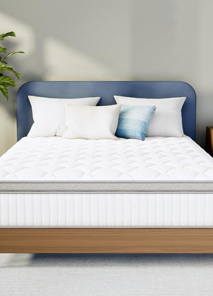 10-Inch Hybrid Full-Size Mattress with Cooling Gel Memory Foam and Pocket Springs for Optimal Comfort and Support, CertiPUR-US Certified, Medium Firmness