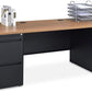 NBF Executive Office Desk and Credenza Set - Modern Home Office Desk with Durable Laminate, File and Utility Drawers (Gray)