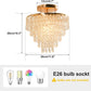11.8" Crystal Chandelier Gold Flush Mount Ceiling Light 5 Tiers Raindrops Crystals Pendant Lighting Fixture for Bedroom Hallway Living Room E26 Base