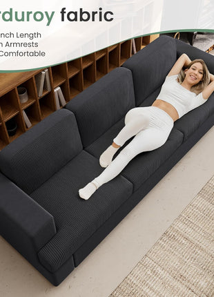 Elegant 2-Piece Black Corduroy Sofa Set for Living Rooms and Bedrooms