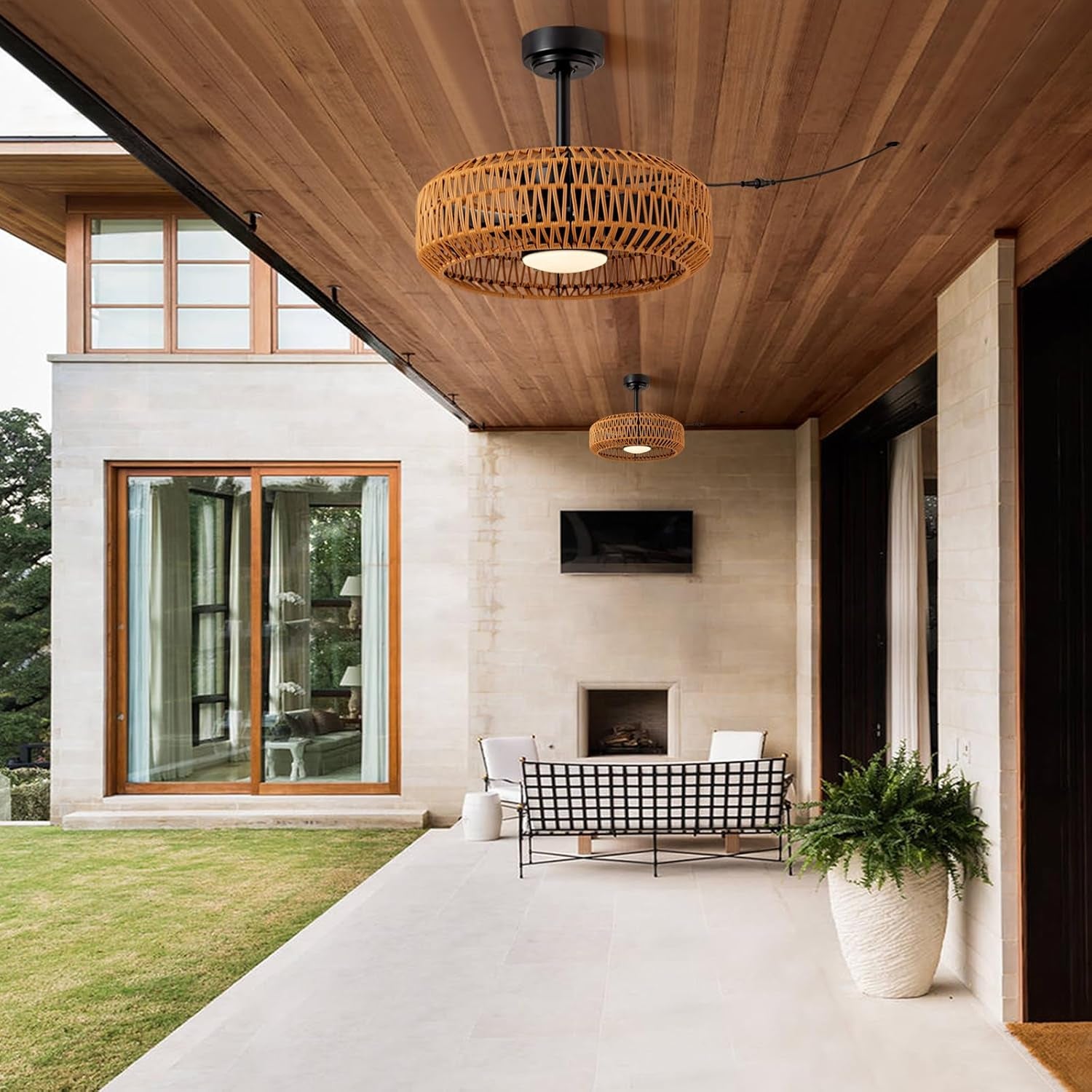 20" Outdoor Ceiling Fans with Lights for Patios, Waterproof Plug in Ceiling Fan with Remote, 3CCT Dimmable, Reversible, Gazebo Fan with Hanging Hook for Canopy,Pergola,Porch