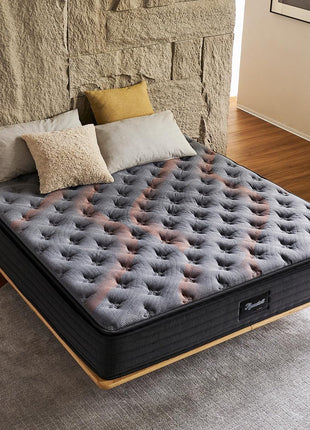 11.4-Inch Queen Hybrid Mattress with Medium Firm Pocket Springs for Enhanced Pressure Relief, Conveniently Packaged for Bedroom or Guest Room Use