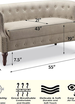 Elegant Loveseat Sofa for Living Room - Compact Long Couch in a Box Ideal for Small Spaces