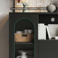 Sideboard Buffet Cabinet with Fluted Glass Doors and Adjustable Shelf, Wood Modern Accent Cabinet with Storage for Kitchen, Entryway, Living Room, Black