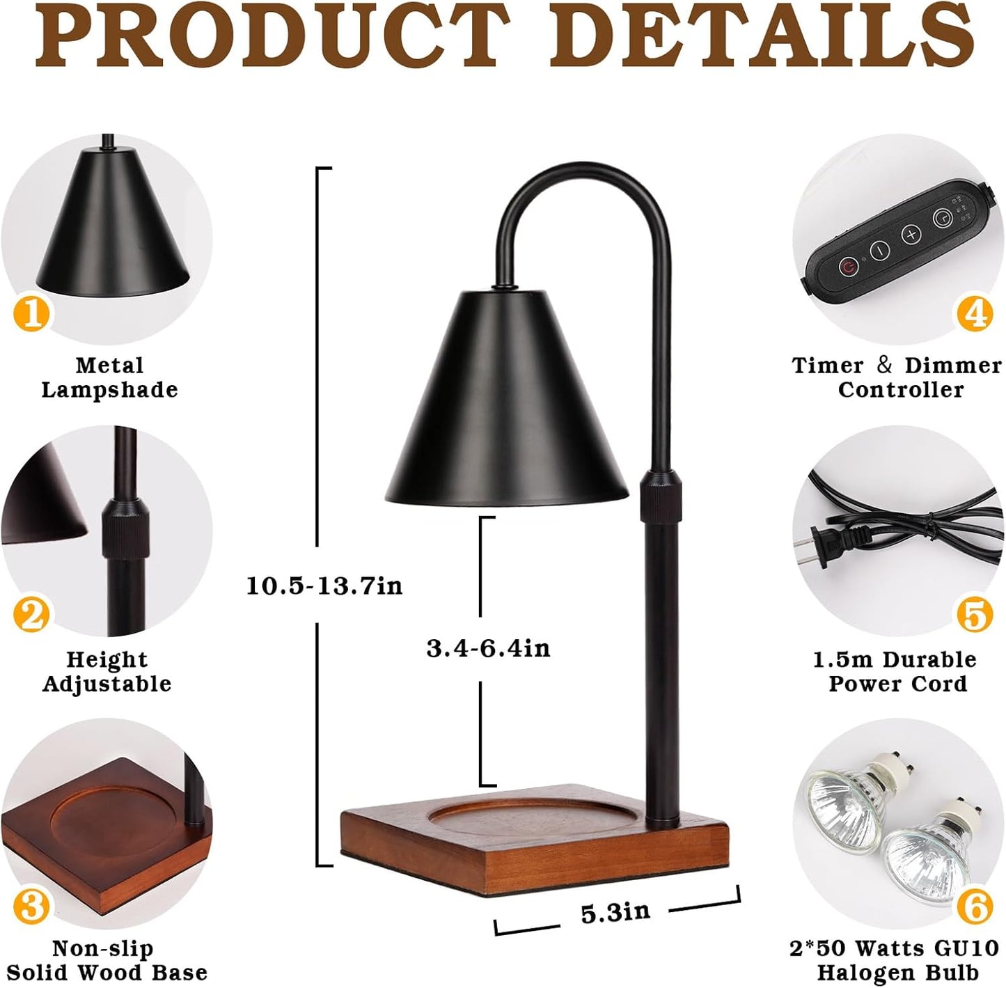 Modern Candle Warmer Lamp with Timer, Dimmable Candle Lamp Warmer, Men Women for Birthday Gifts, Valentines Day Gifts, Black Candle Warmer, Adjustable Candle Light, Cozy Living Room Bedroom Home Decor