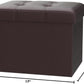 Storage Ottoman, Folding Foot Stool with Thicker Foam Padded Seat Small Leather Storage Ottoman Bench Foot Rest for Living Room Foldable Coffee Table 17X13X13In,Brown