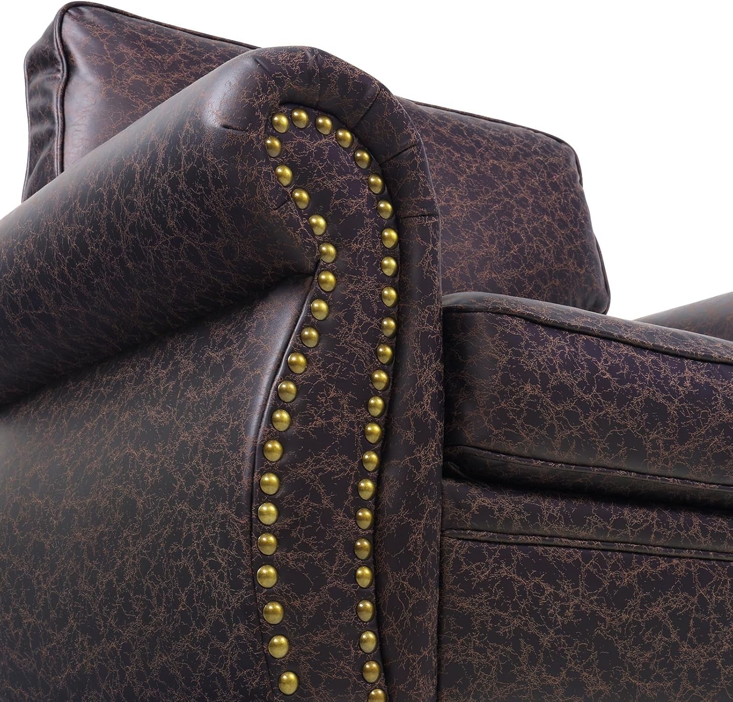 Living Room Furniture Sets,Sofa Sets and Couch Sets for Living Room,Mid-Century Vintage Sofa Couches with Rivet Design (Brown, Loveseat+3 Seater)