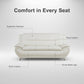 3-Piece Living Room Furniture, Modern White Faux Leather Sofa Set with Sturdy Metal Legs, (3-Seat Sofa + Loveseat + Armchair), Easy Assembly