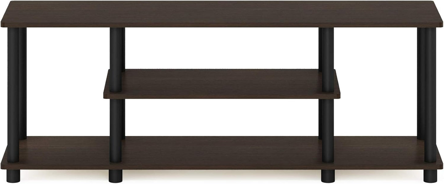 Turn-N-Tube No Tools 3D 3-Tier Entertainment TV Stand up to 50 Inch TV, round Tubes, Dark Brown / Black