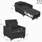 3-In-1 Convertible Chair Bed, Multi-Functional Single Sofa Bed, Pull Out Sleeper Chair with Adjustable Backrest, Pillow, and Pockets for Apartment, Living Room, Dark Gray