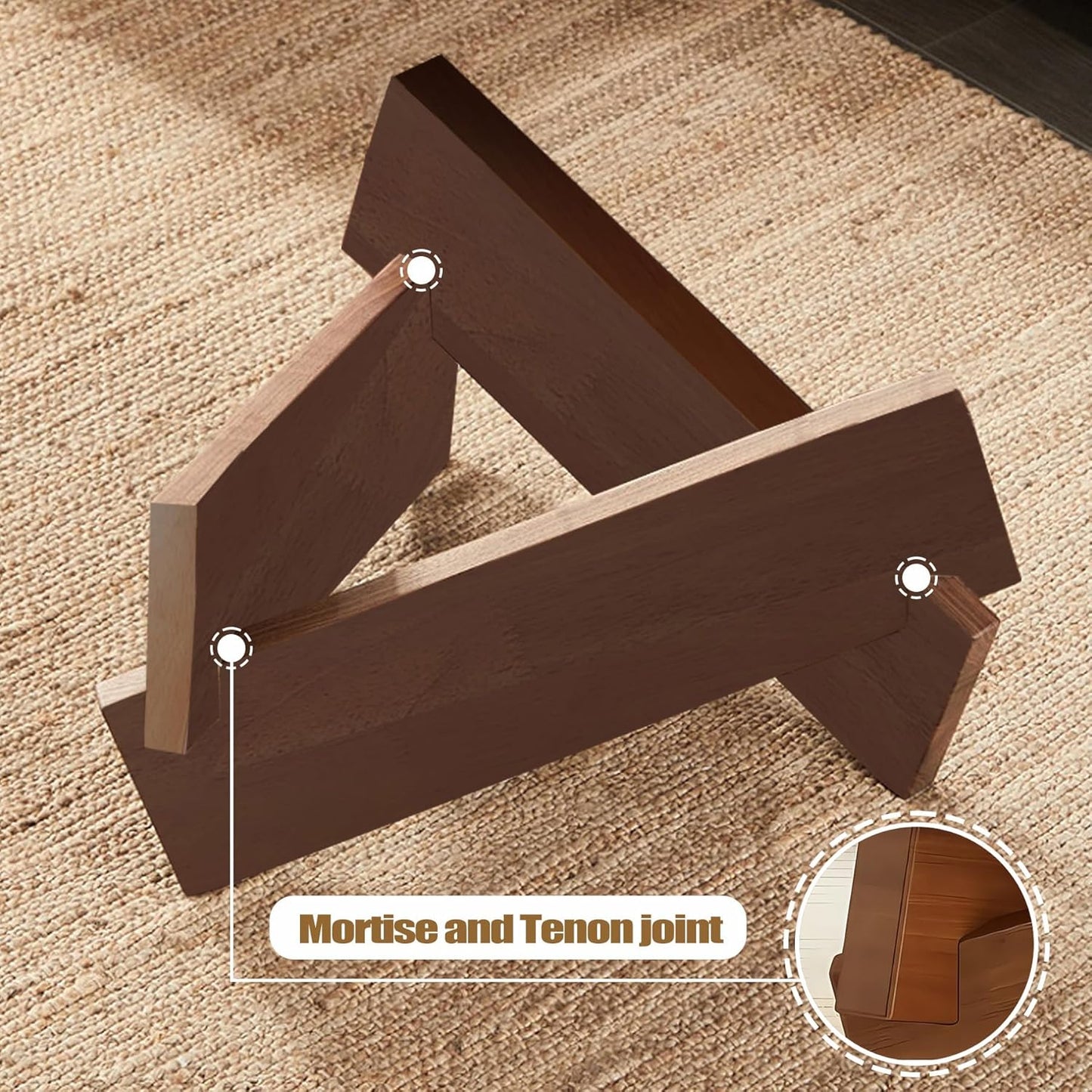 Modern Mid Century Triangle Glass Coffee Table Black Center Table with Tempered Glass Top Unique Natural Wood Tea Table for Living Room 35.5'' X 27.5'' X 15.7'' for Small Spaces, Rustic