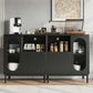 Sideboard Buffet Cabinet with Fluted Glass Doors and Adjustable Shelf, Wood Modern Accent Cabinet with Storage for Kitchen, Entryway, Living Room, Black
