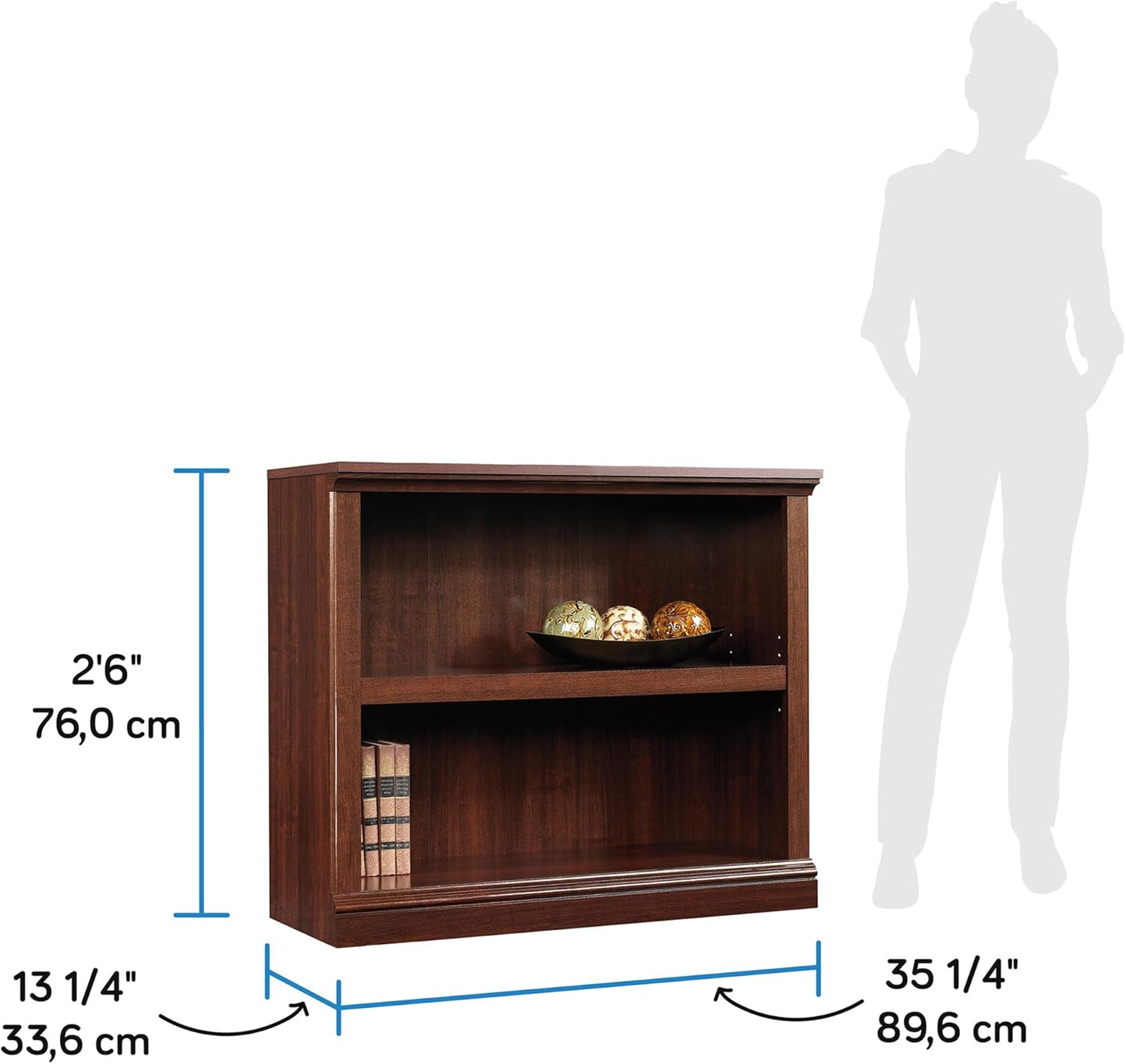 Miscellaneous Storage 2-Shelf Bookcase/ Book Shelf, Select Cherry Finish