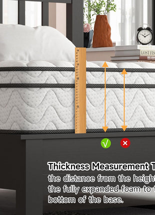 10-Inch Twin XL Hybrid Mattress - Ergonomic Design with Memory Foam and Pocket Springs, Fiberglass-Free for Enhanced Cooling and Pressure Relief, Medium Firm Feel (39" x 80")