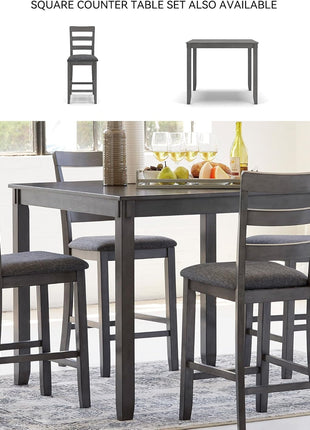 Bridson 6-Piece Dining Table Set by Signature Design by Ashley - Charcoal Gray Wood Table with Upholstered Chairs and Bench for Transitional Dining Spaces