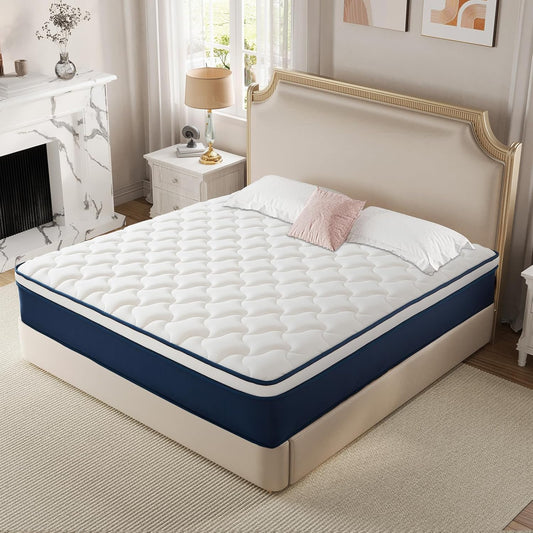 Queen Size Mattress 12 Inch Gel Memory Foam Hybrid 60"X80" Fiberglass-Free Certipur-Us Pressure Relief Motion Isolation Soft Plush Feel