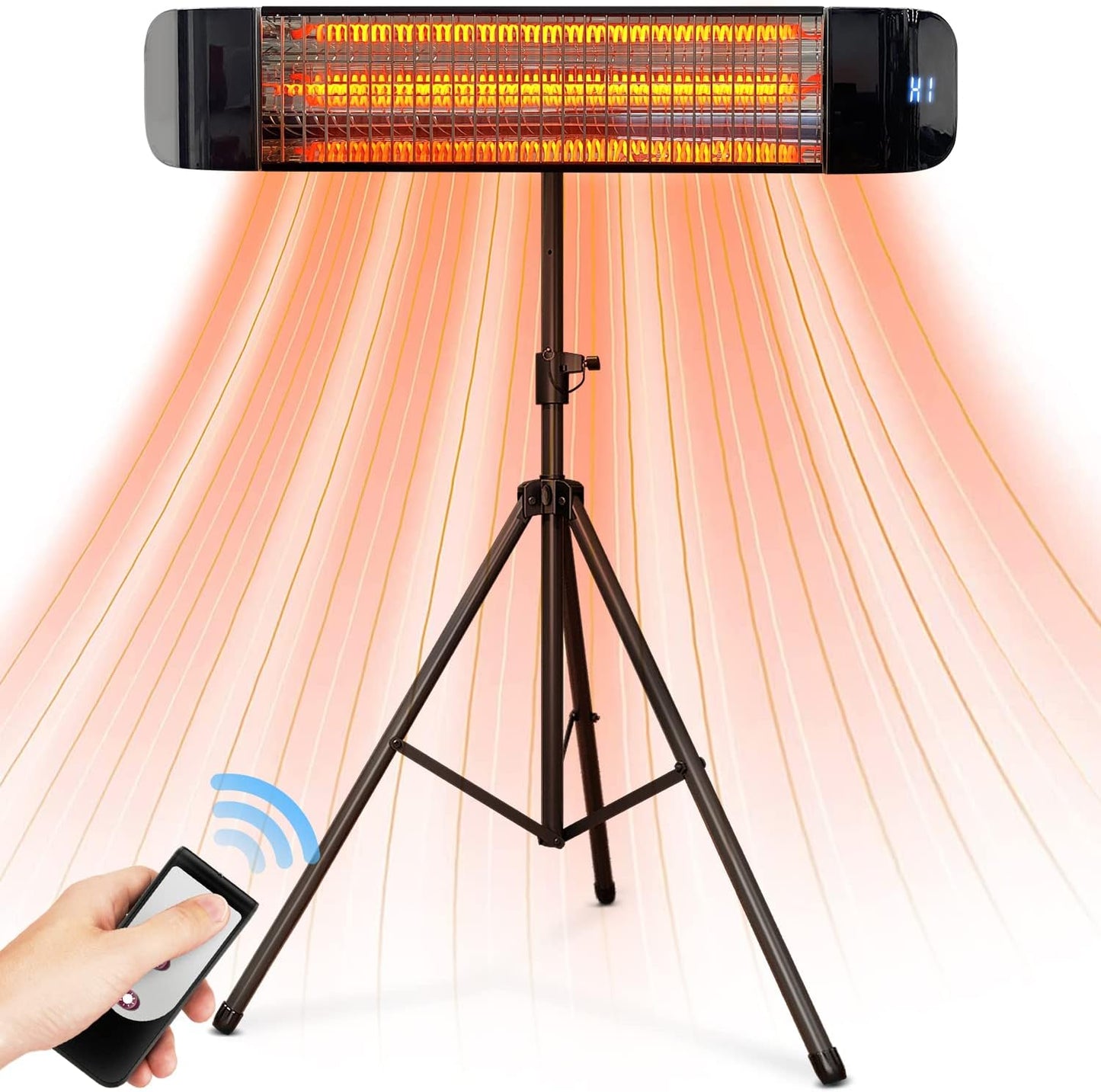 Electric Outdoor Heater, Infrared Patio Heater for Outdoor/Indoor Use, Wall Mounted/Ceiling/Tripod Infrared Heater Outdoor, 1500W Electric Patio Heater, CSA Certificate.
