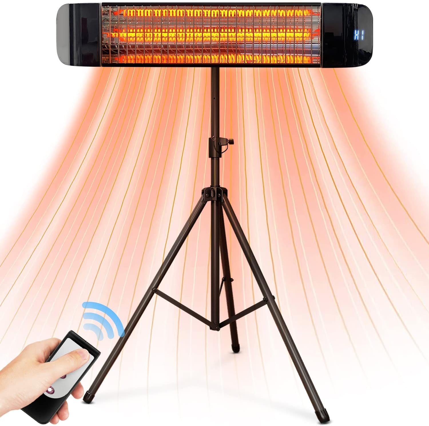 Electric Outdoor Heater, Infrared Patio Heater for Outdoor/Indoor Use, Wall Mounted/Ceiling/Tripod Infrared Heater Outdoor, 1500W Electric Patio Heater, CSA Certificate.