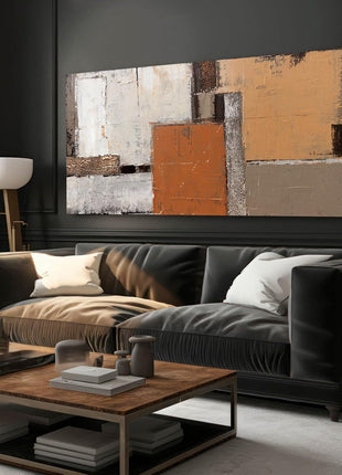 Vibrant Abstract Orange Wall Art - Contemporary Graffiti Decor for Living Spaces, 24" x 48