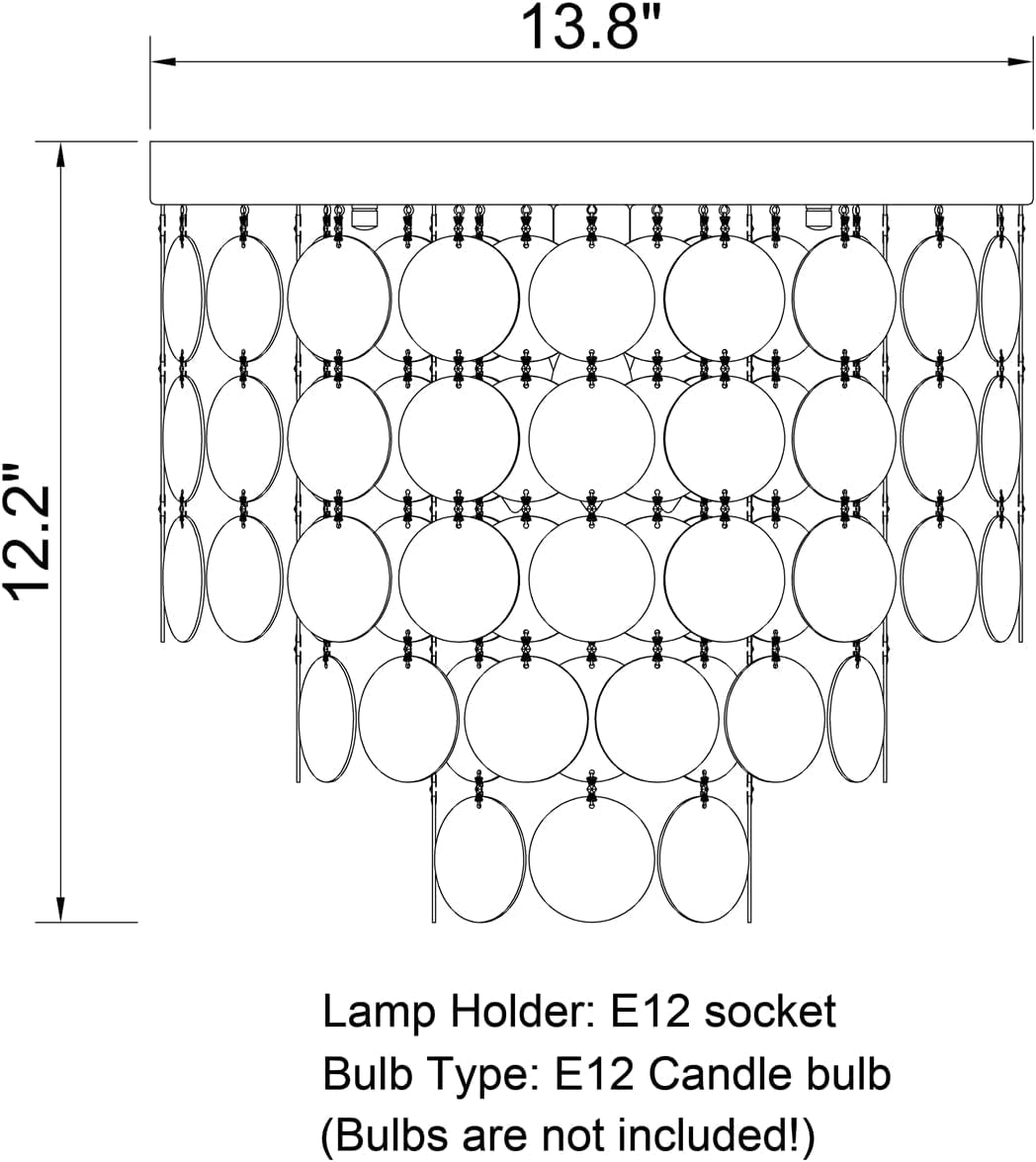 13.8" Capiz Shell Ceiling Light,Brushed Brass Finish, 3 Light Flush Mount Light for Bedroom, Hallway, Entryway ETL Listed, AL2608-S3