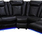Power Recliner Sectional Sofa Set for Living Room Furniture Sets,Leather Reclining Sofa Set with LED Lights/Hidden Storage,L- Shaped Couch for Living Room/Home Theater(Black,Sectional)