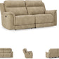 Next-Gen Durapella Power Reclining Sofa with Adjustable Headrest, USB, Extended Ottoman, Faux Leather, 80" W X 42" D X 42" H, Beige Sand