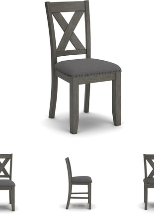 Caitbrook Rustic 7-Piece Dining Set by Signature Design by Ashley - Rectangular Table with Six X-Back Upholstered Chairs in Gray
