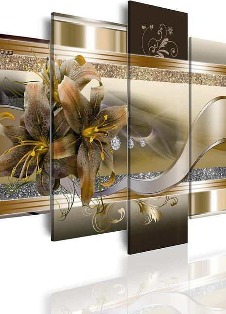 Yellow Orchid Canvas Print - Abstract Floral Artwork for Home Decor, Large 40x20 Inch Piece for Bedroom Enhancement