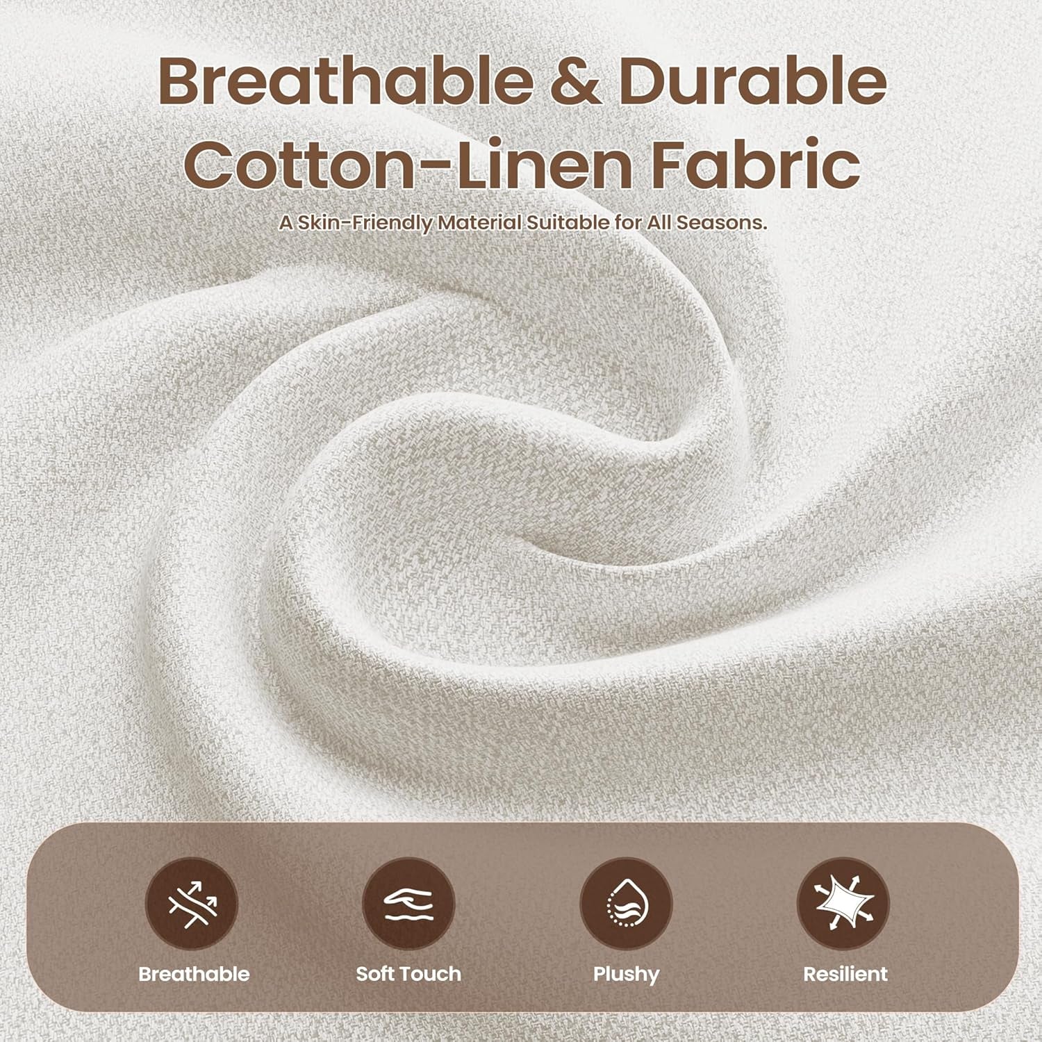 Accent Chair for Living Room Modern Linen Upholstered Armchair Side Wooden Fabric Sofa Chair with Foldable Table 2 Side Pockets Comfy Reading Chair for Bedroom