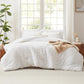 Queen Comforter Set White Seersucker 7 Pieces Bed in a Bag Queen Comforter Set with Sheets, Luxury Soft Bedding Set with down Alternative Comforter, Sheets, Pillowcases & Shams for All Seasons